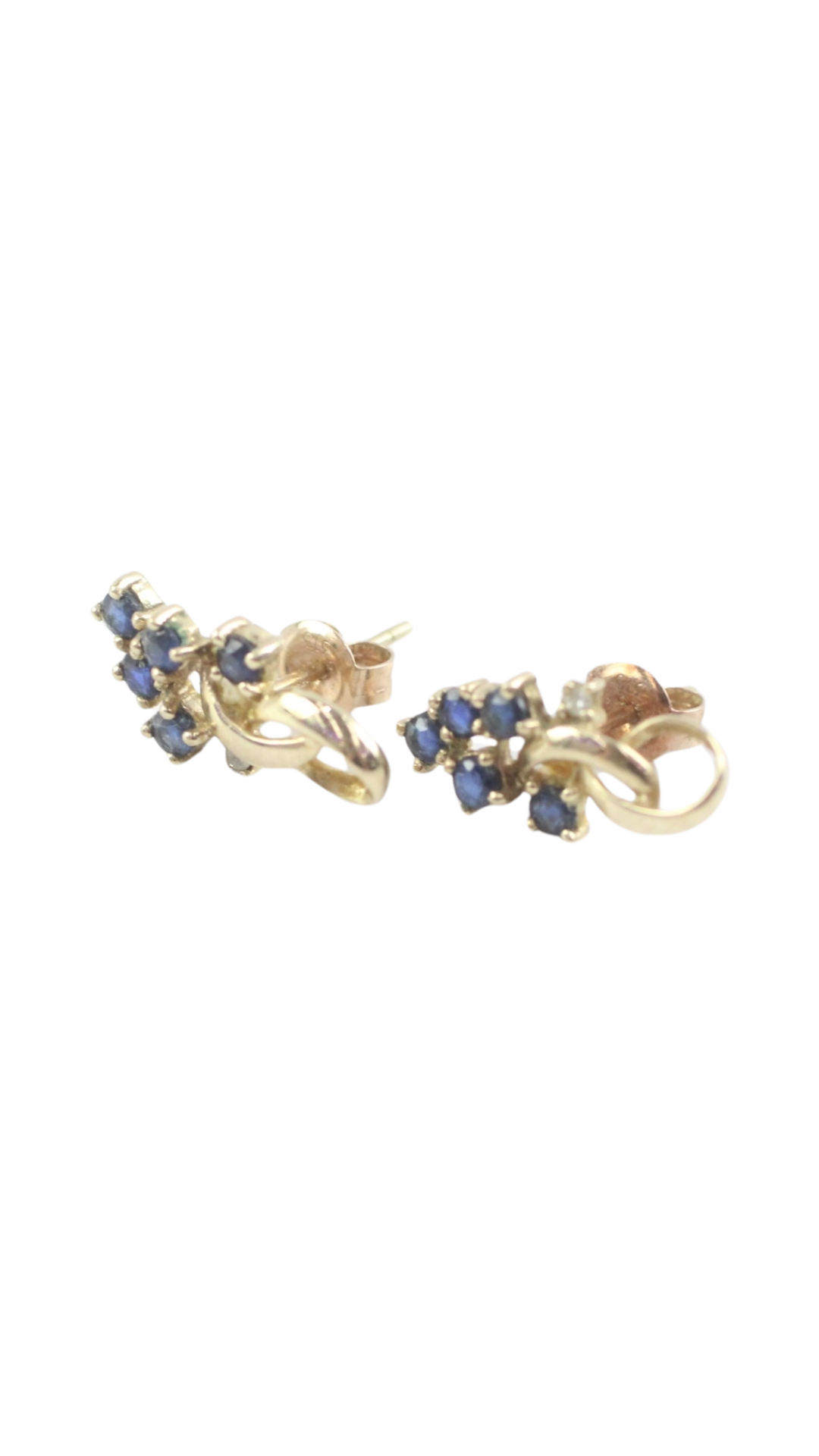 2 Sapphire Floral Spray Studs
