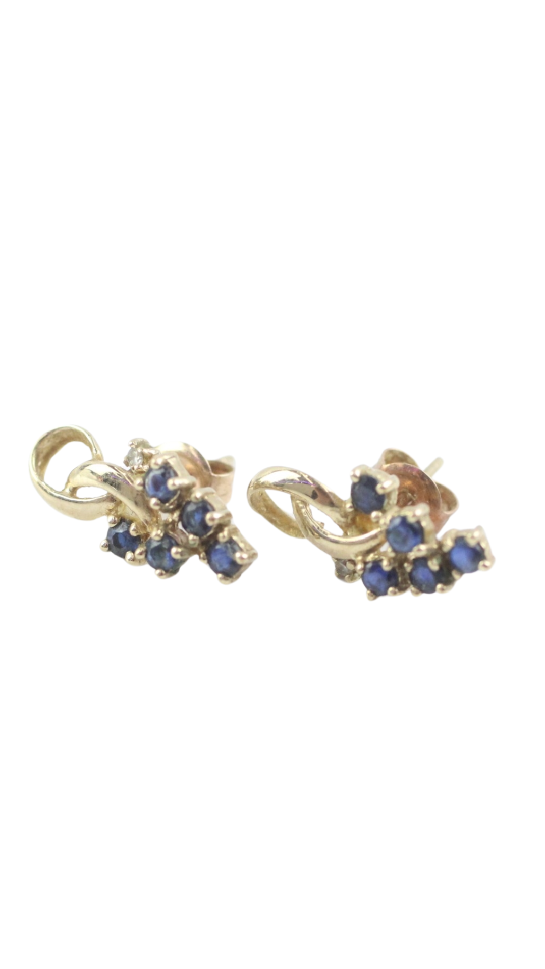 2 Sapphire Floral Spray Studs