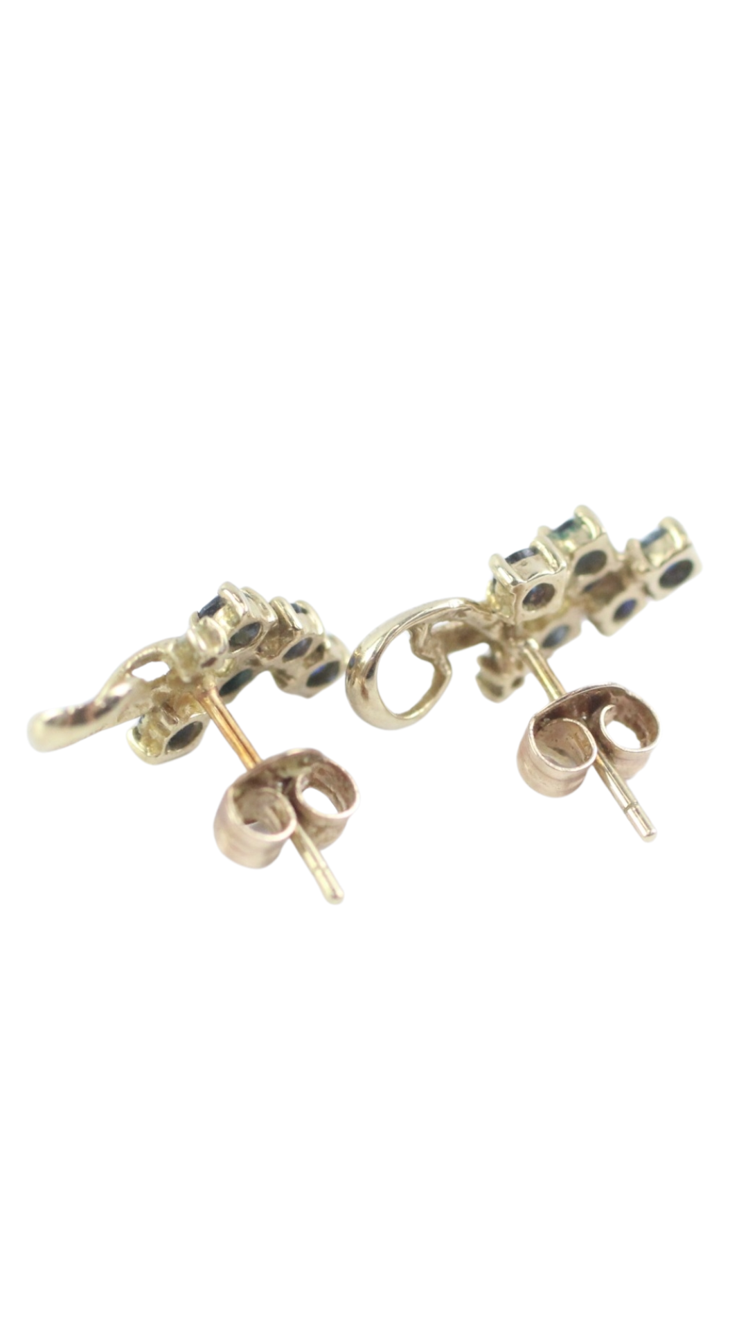 2 Sapphire Floral Spray Studs