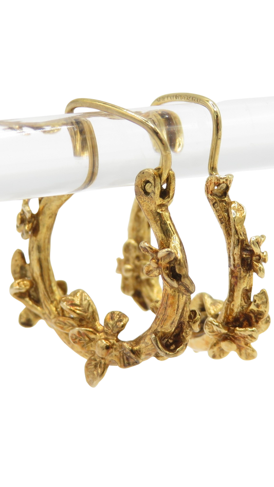 19 Gold Floral Vine Hoop Earrings