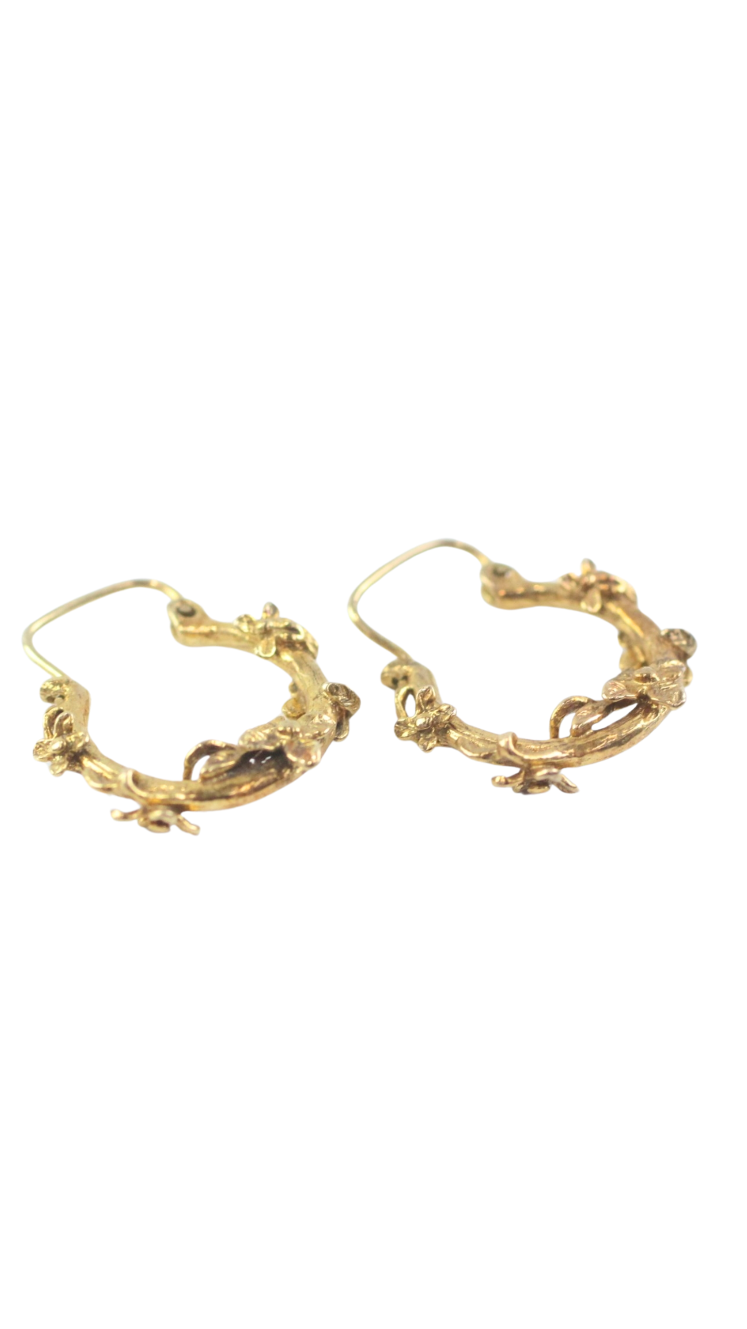 19 Gold Floral Vine Hoop Earrings