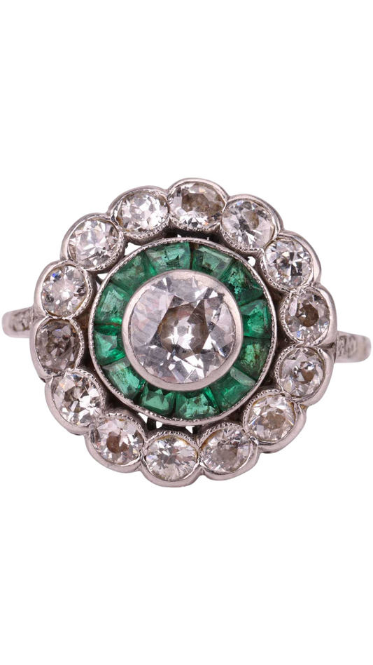 240 Emerald Diamond Bullseye Ring