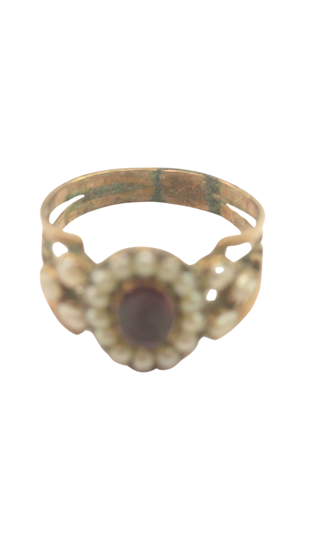 5 Garnet Seed Pearl Dress Ring