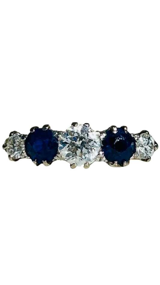 212 Art Deco Sapphire Diamond Ring