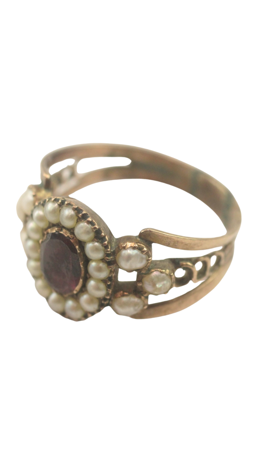5 Garnet Seed Pearl Dress Ring
