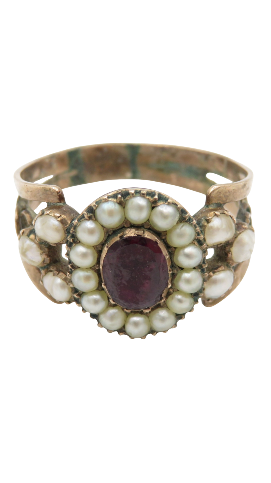 5 Garnet Seed Pearl Dress Ring