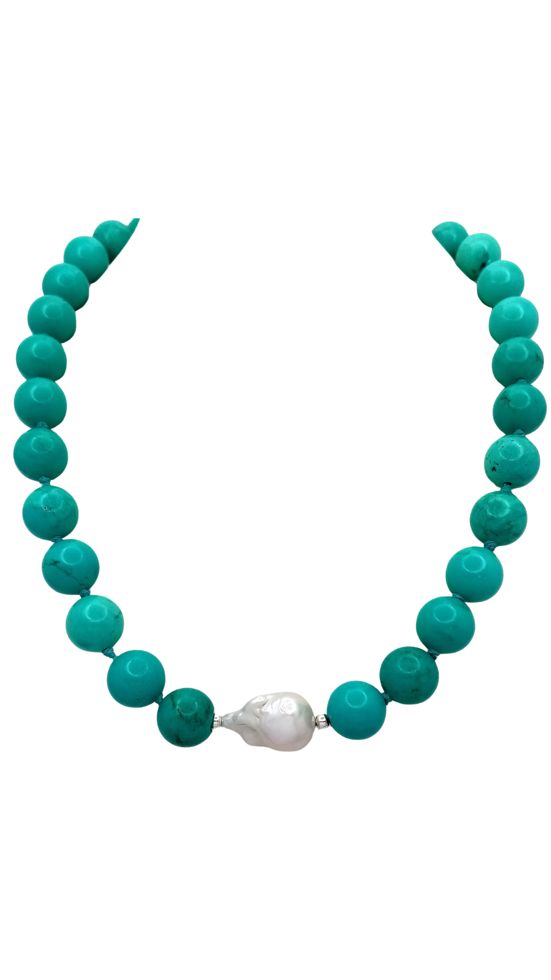 962 Turquoise Necklace w/ Baroque Pearl