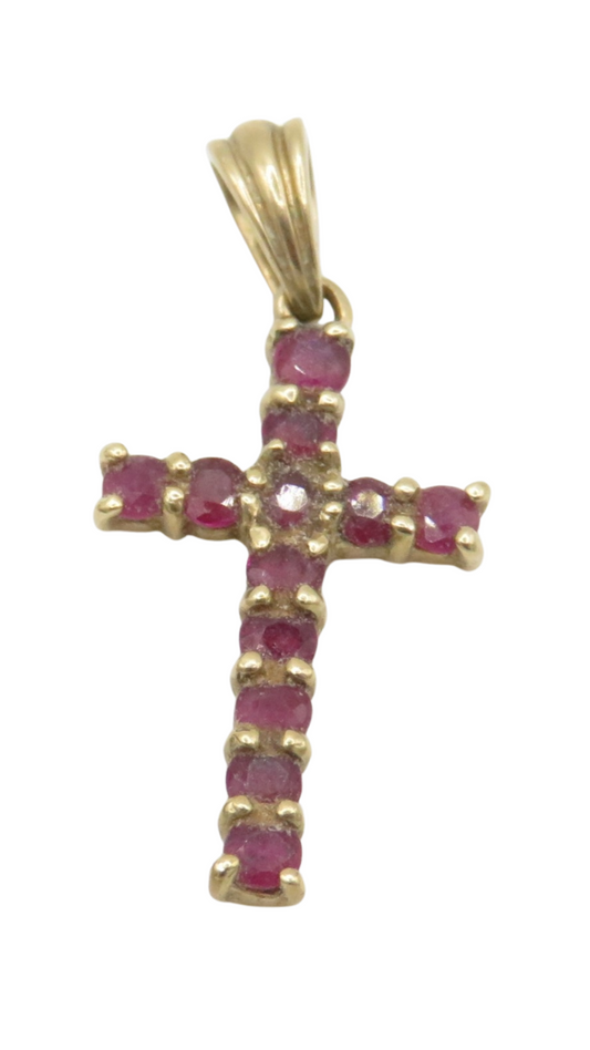 348 Ruby Cross Pendant