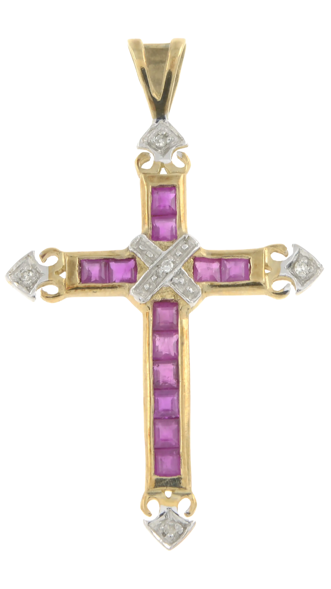 20 Ruby Diamond Cross Pendant