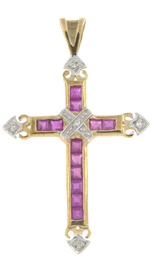 20 Ruby Diamond Cross Pendant