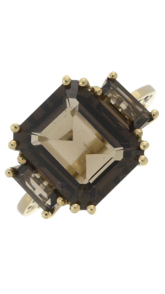 778 Smoky Quartz 3 Stone Ring