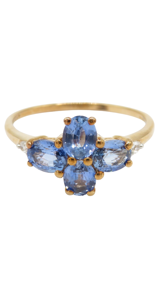 34 White & Blue Sapphire Ring