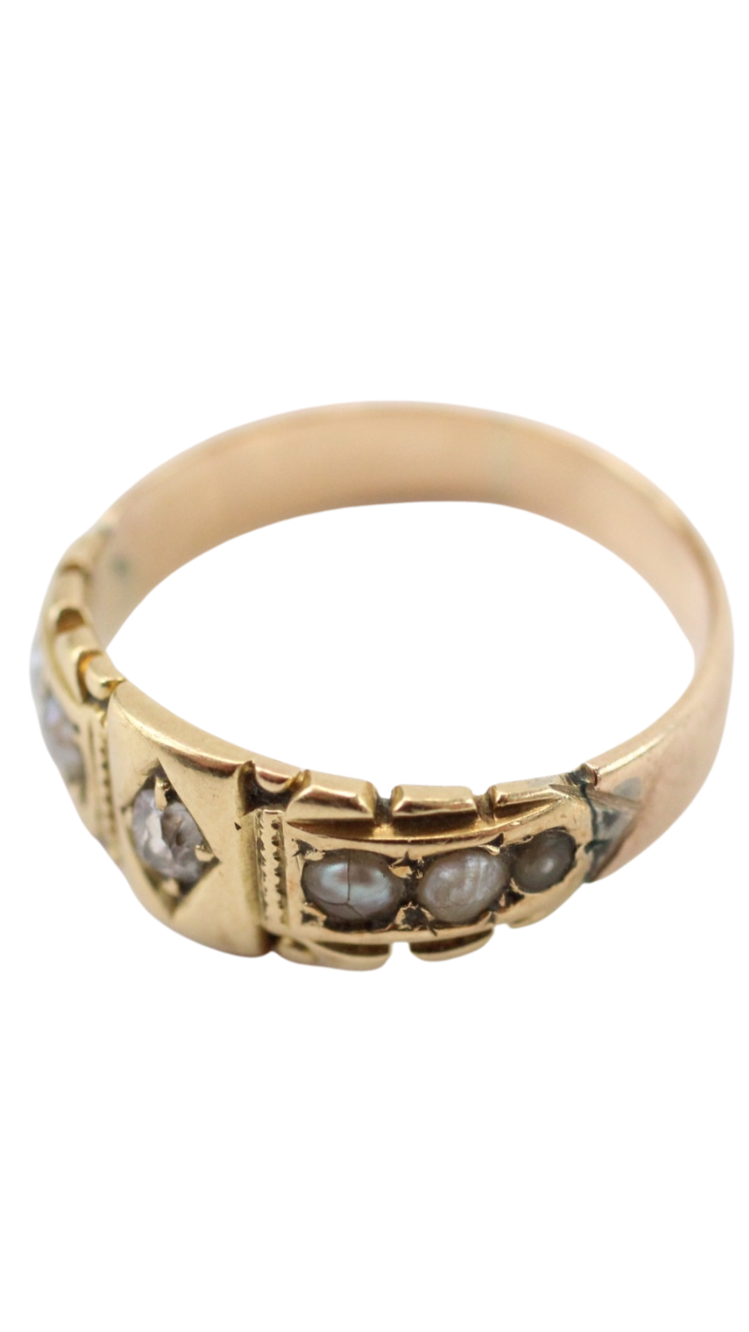 19 Split Pearl Diamond Ring