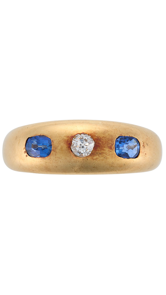 26 Diamond Sapphire Gypsy Ring