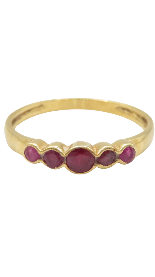 10 Ruby Five Stone Ring