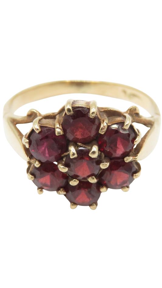 165 Garnet Floral Cluster Ring