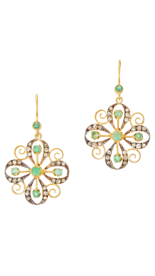 141 Emerald Diamond Drop Earrings