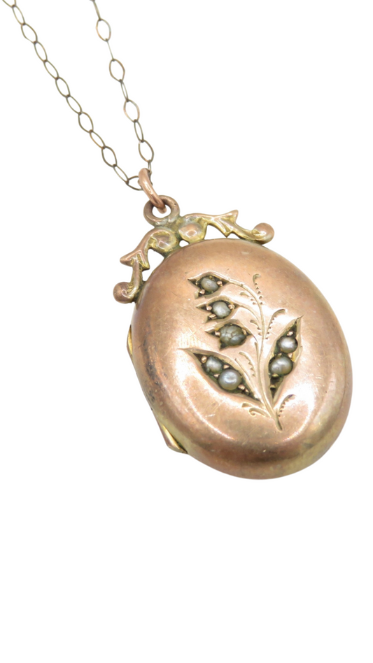 240 Pearl Foliate Locket Necklace