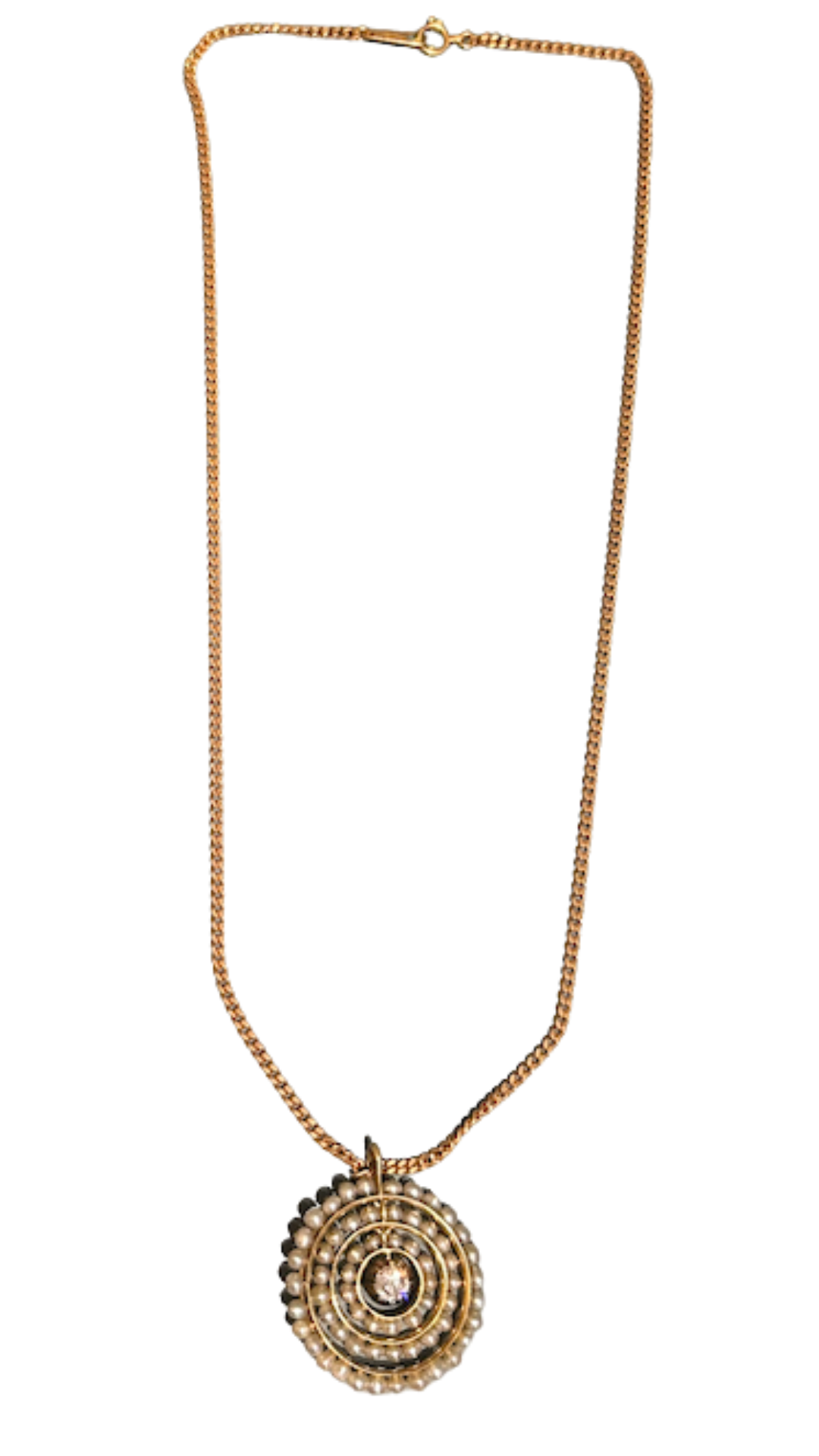 290 Diamond & Seed Pearl Pendant Necklace