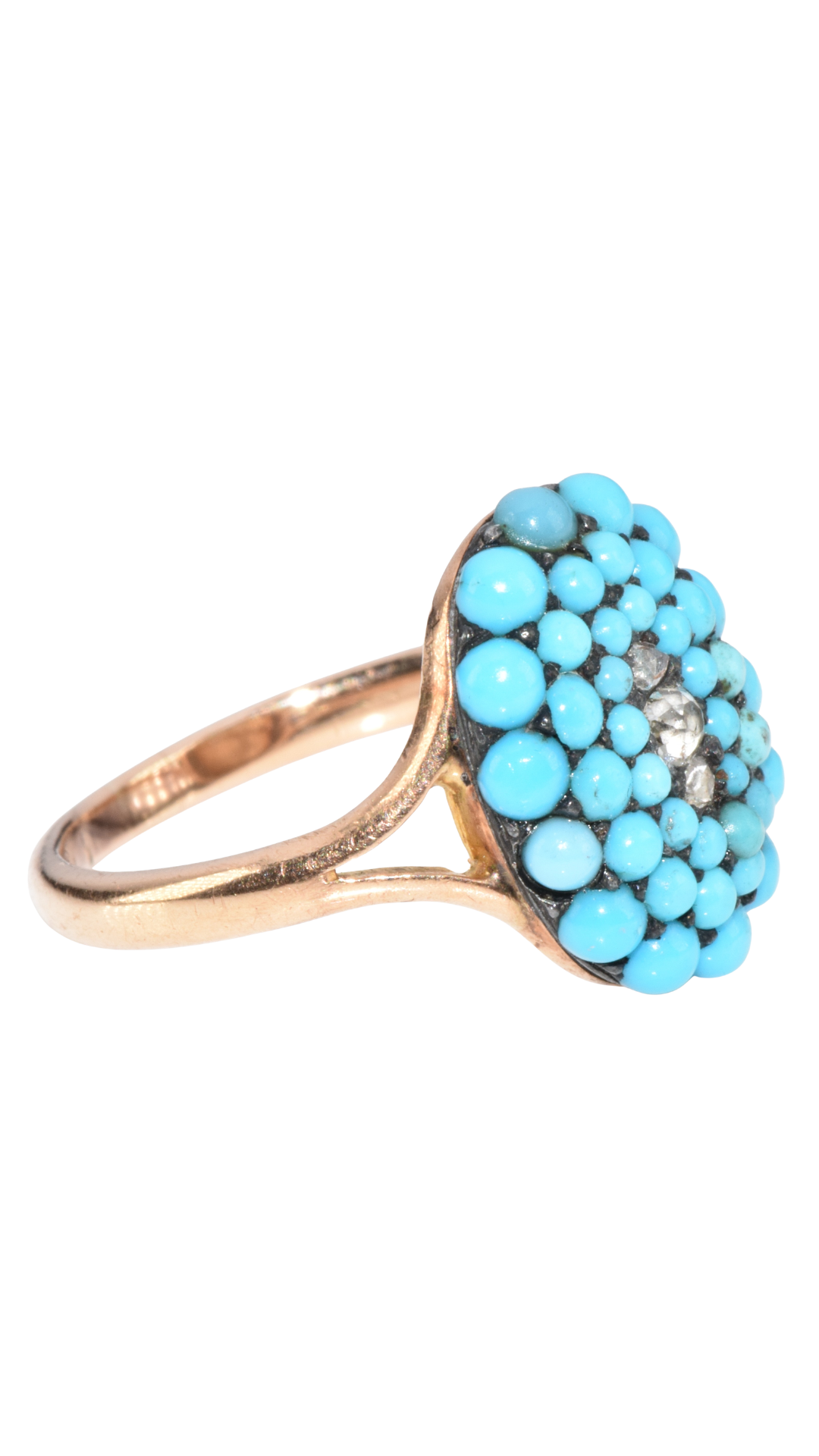 598 Turquoise Cabochon Diamond Ring