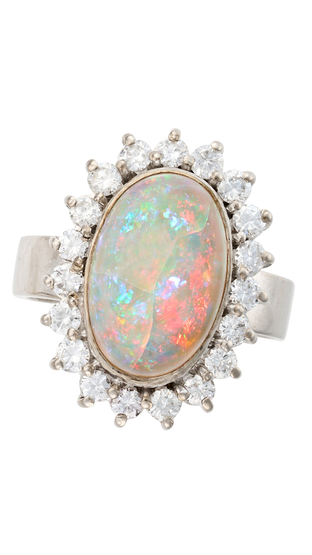 113 Cabochon Opal Diamond Cluster Ring