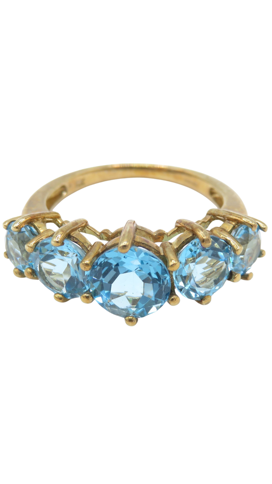 1 Blue Topaz 5-Stone Ring