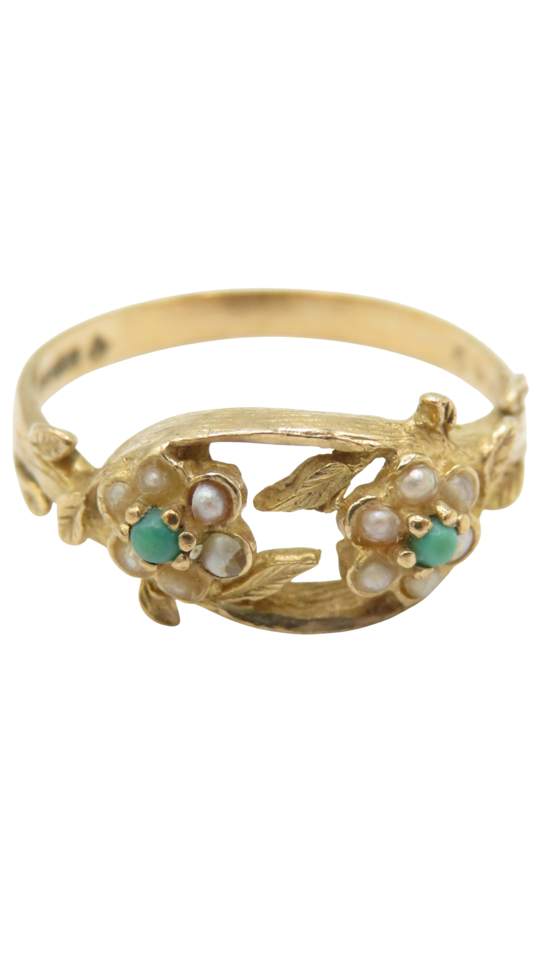 32 Turquoise Pearl Floral Ring
