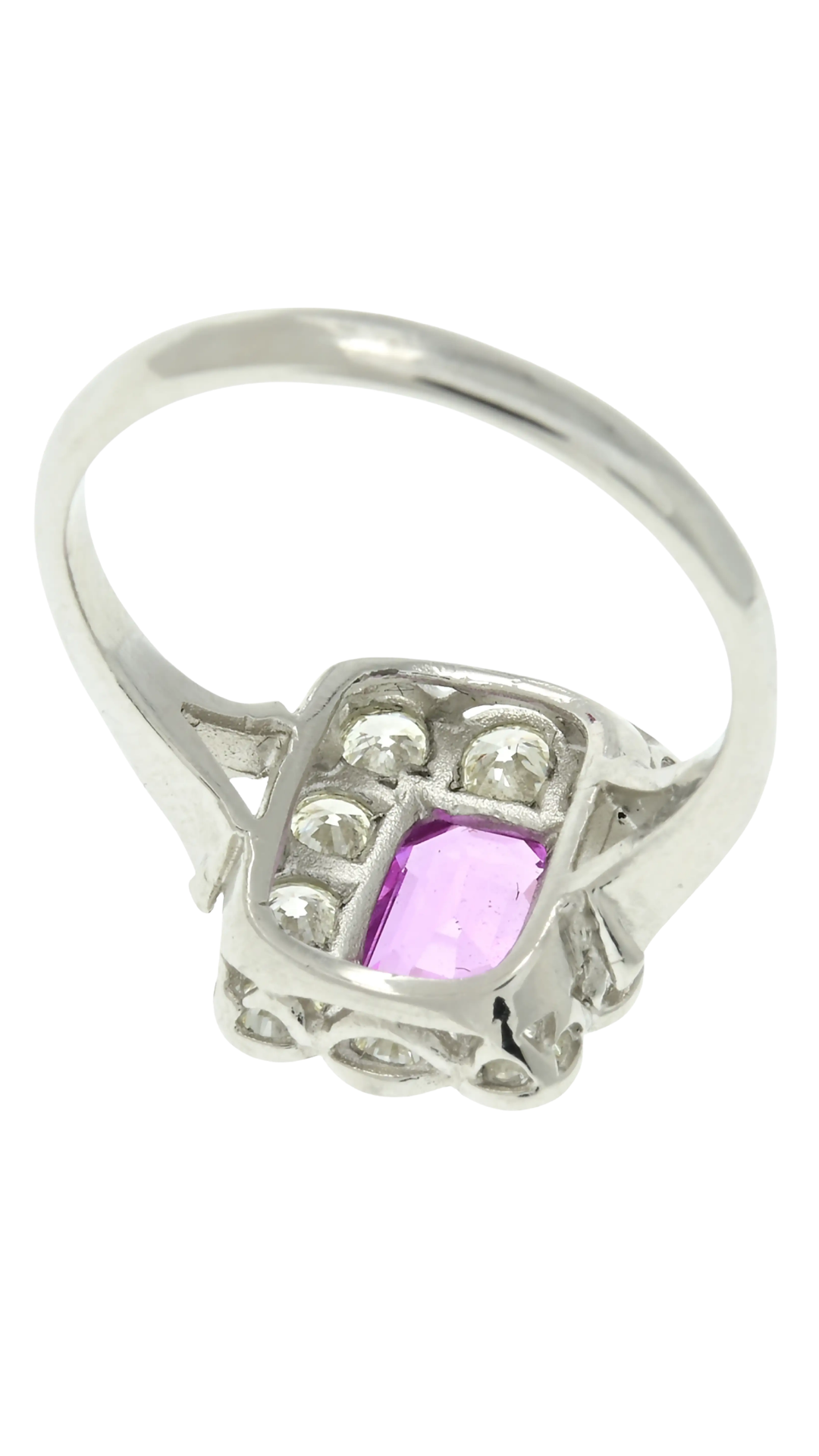 569 Pink Sapphire Diamond Cluster Ring
