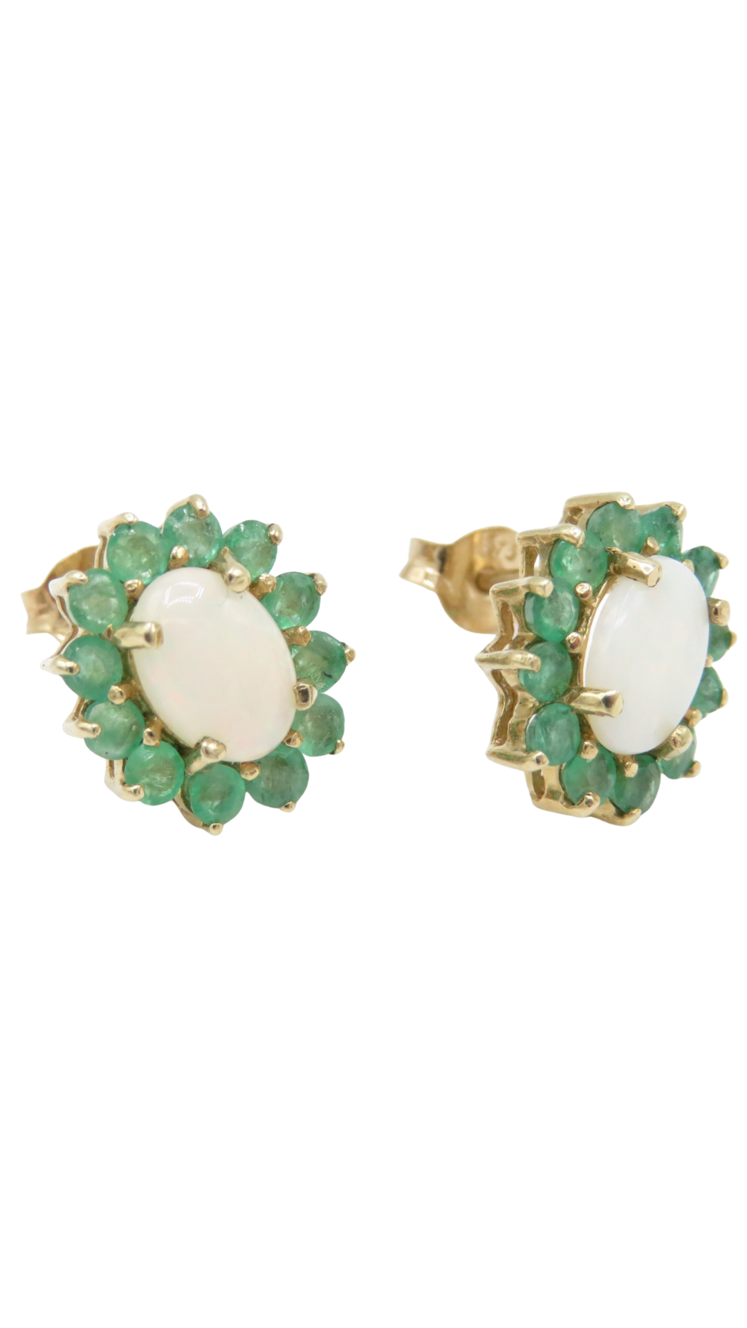 61 Emerald Opal Floral Cluster Studs