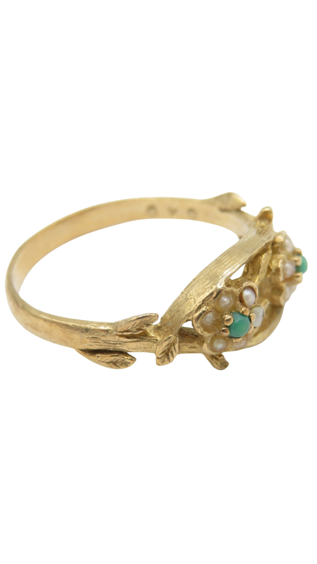 32 Turquoise Pearl Floral Ring