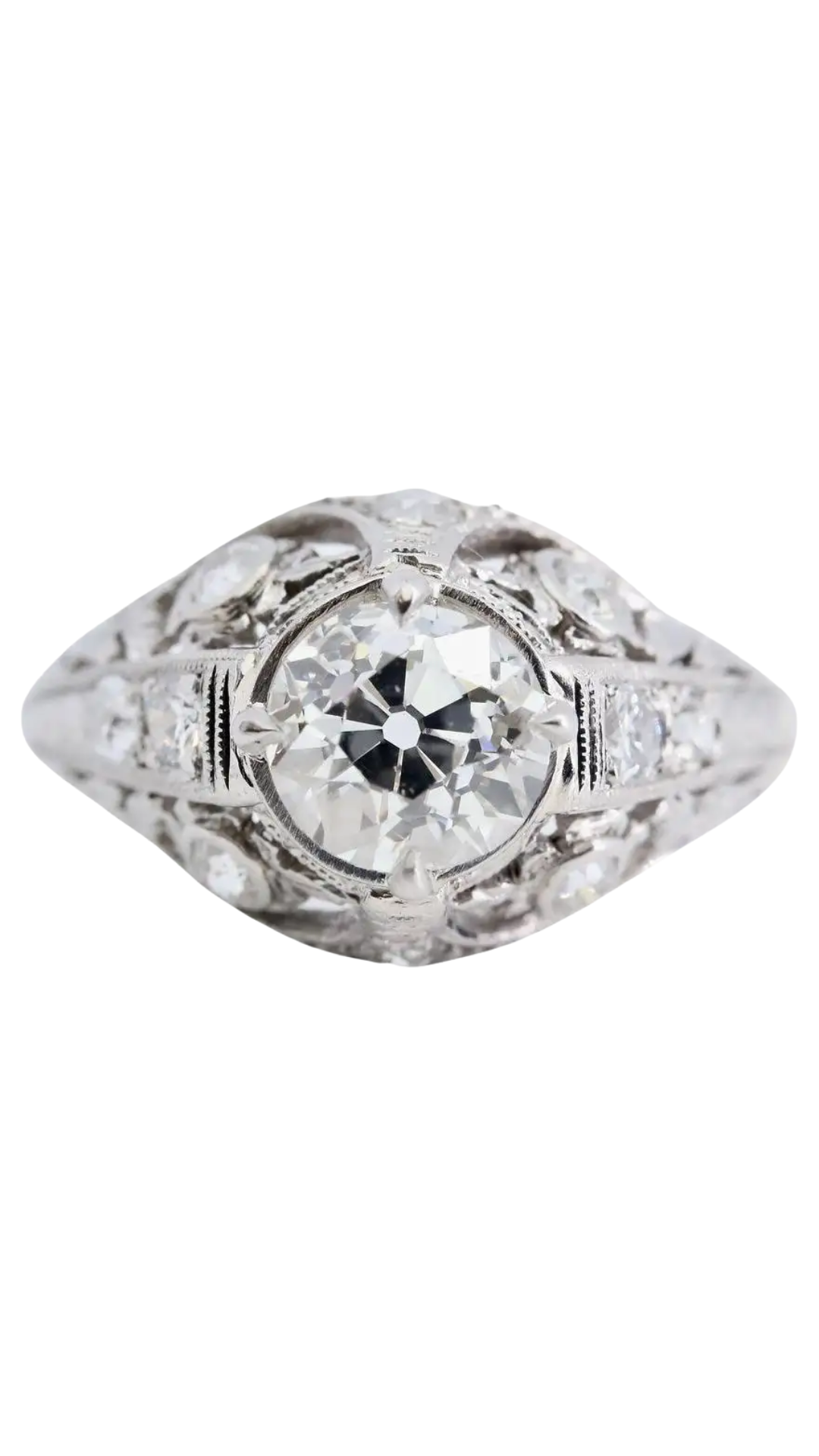 Art Deco Floral Motif Diamond Ring