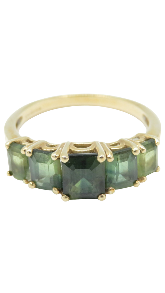 76 Green Tourmaline 5-Stone Ring