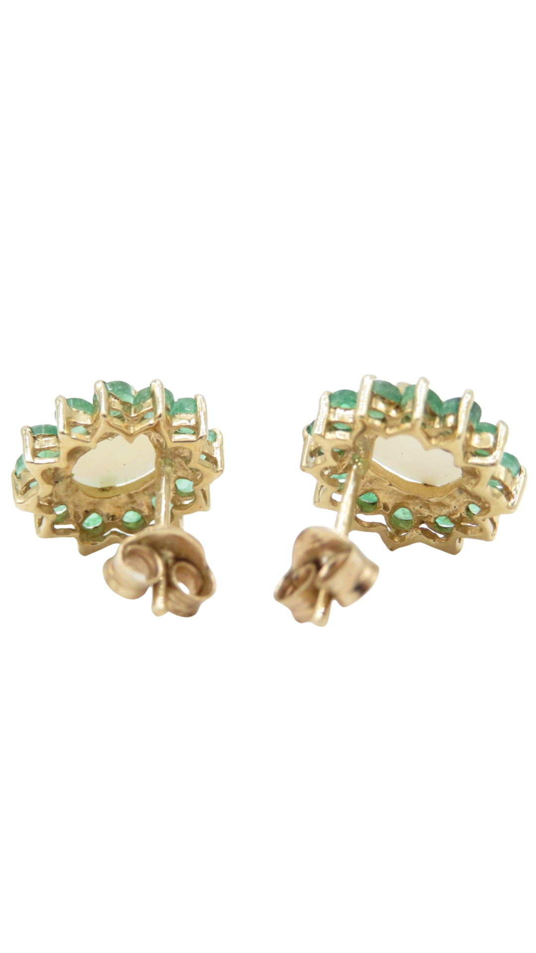 61 Emerald Opal Floral Cluster Studs