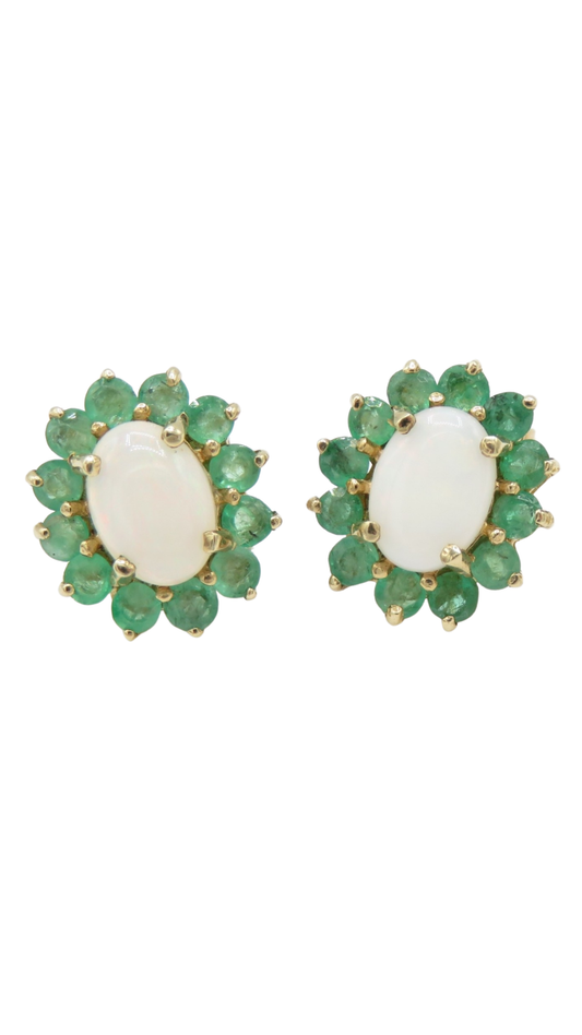 61 Emerald Opal Floral Cluster Studs