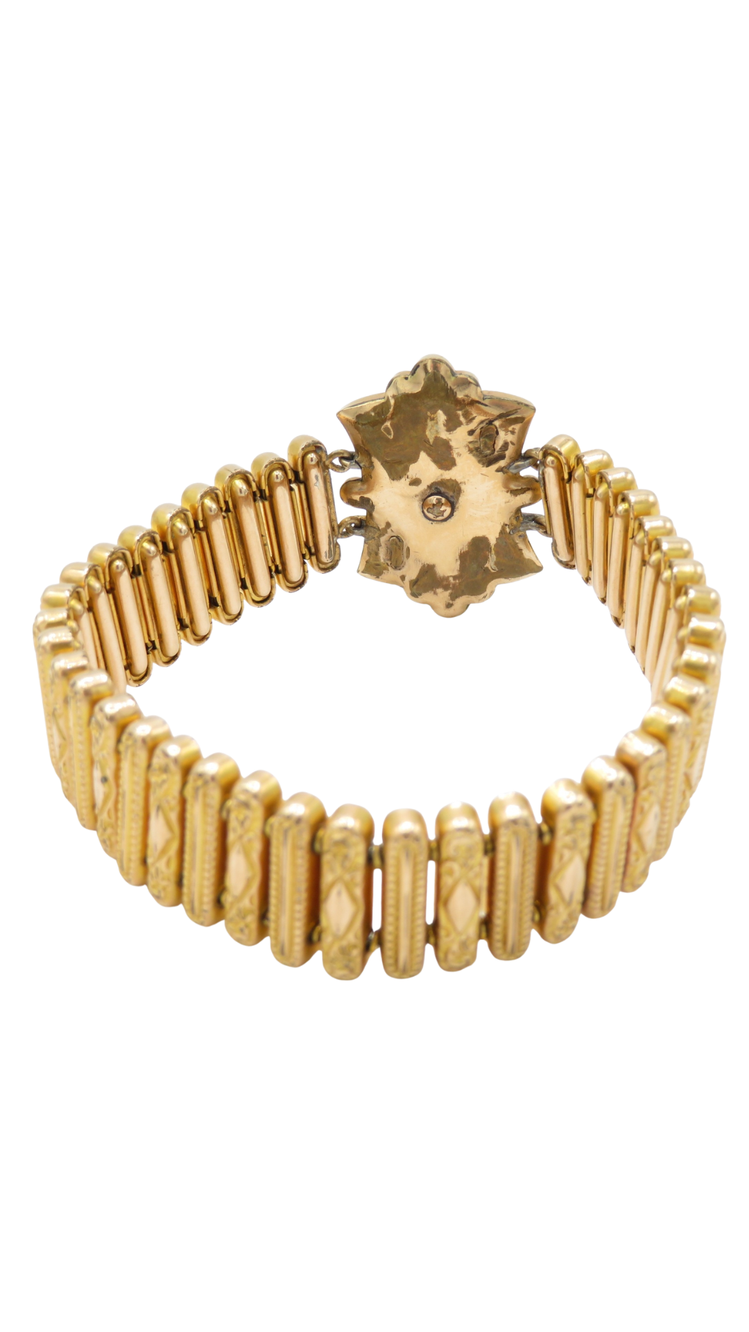 231 Amethyst Locket Gold Stretch Bracelet