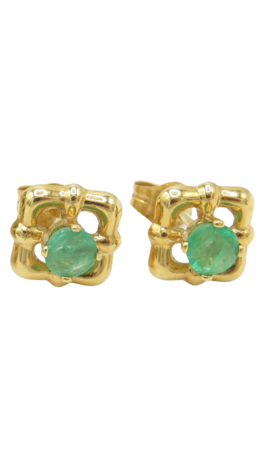 61 Gold Emerald Studs