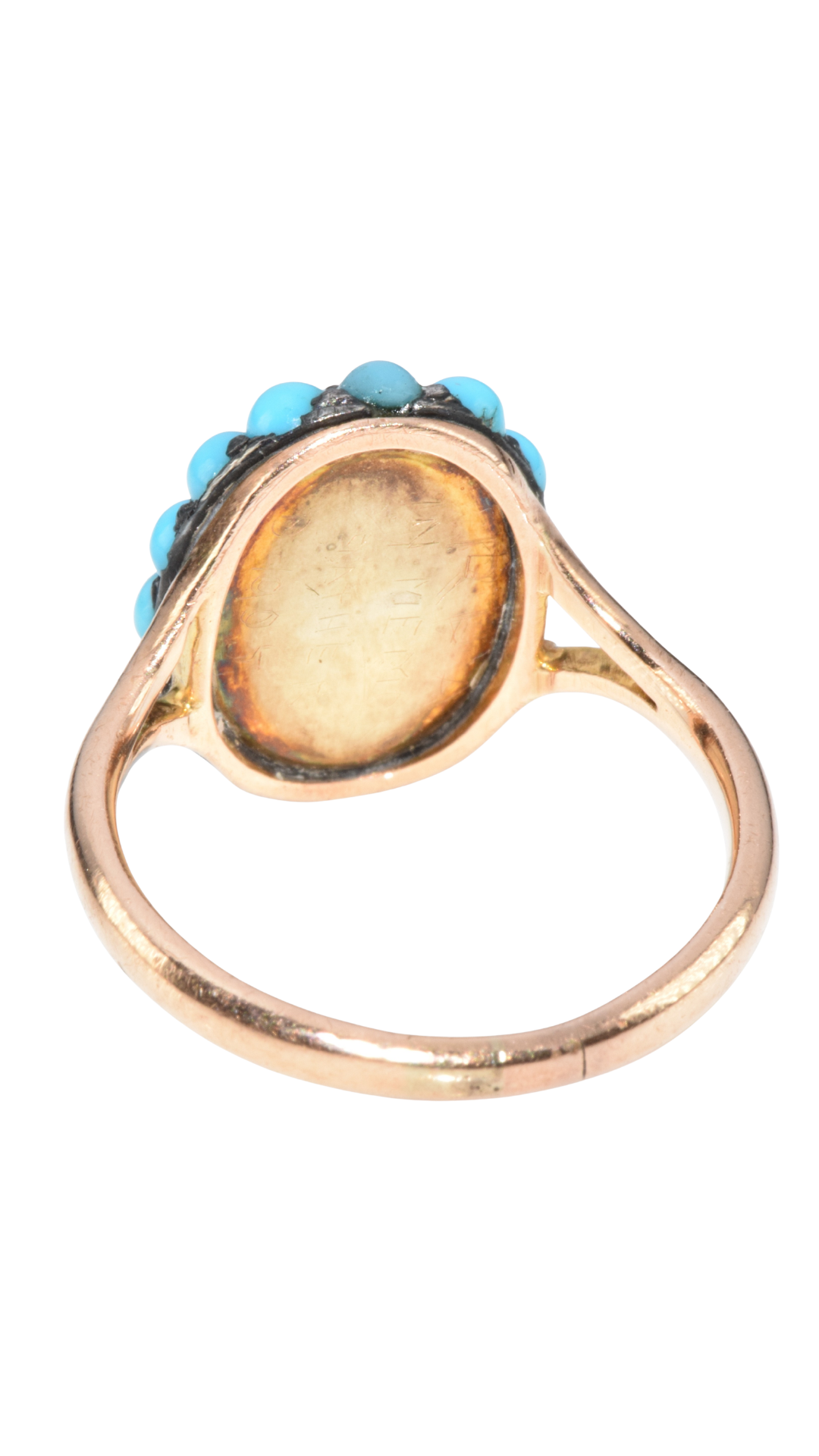 598 Turquoise Cabochon Diamond Ring