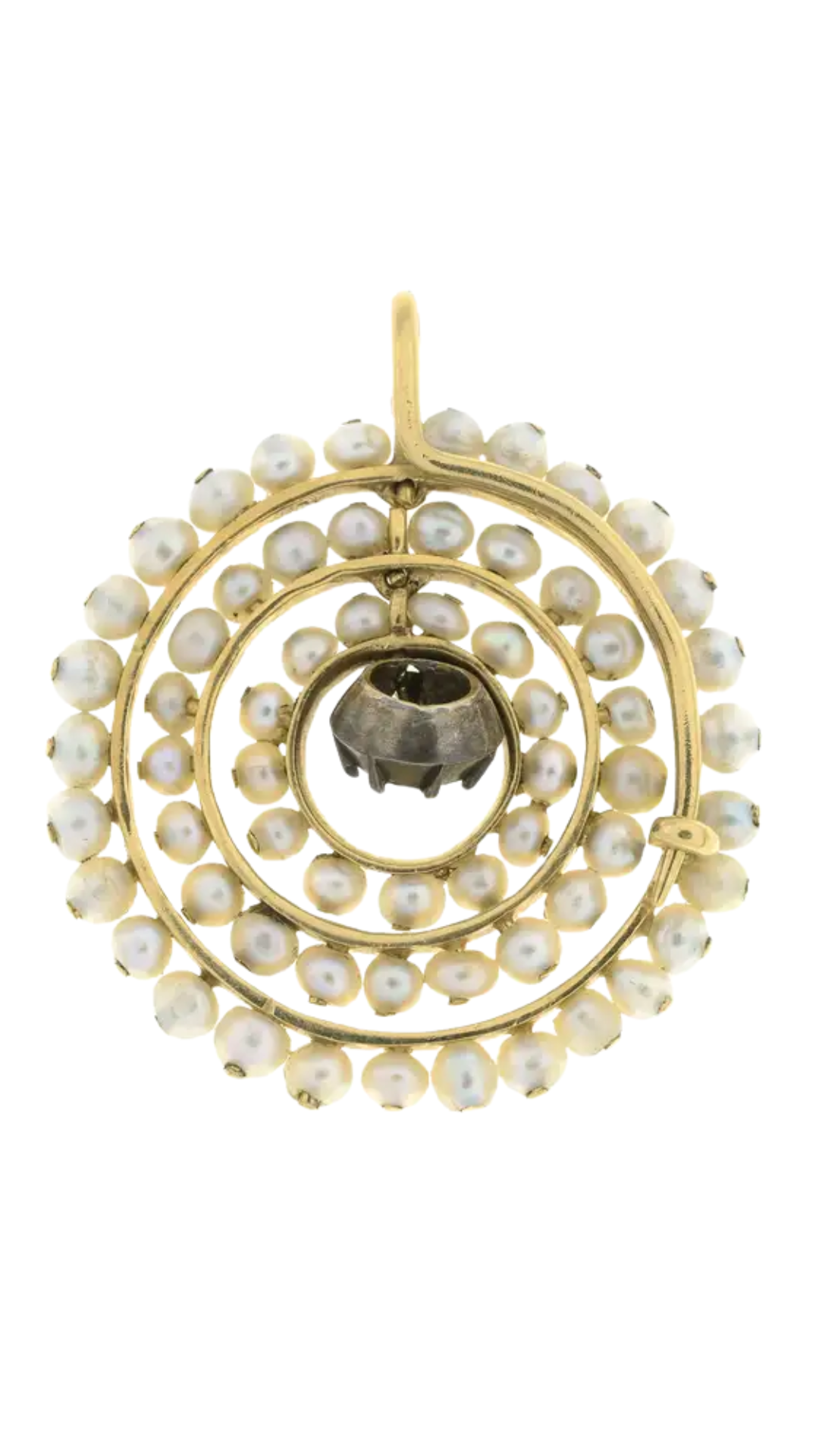 290 Diamond & Seed Pearl Pendant Necklace