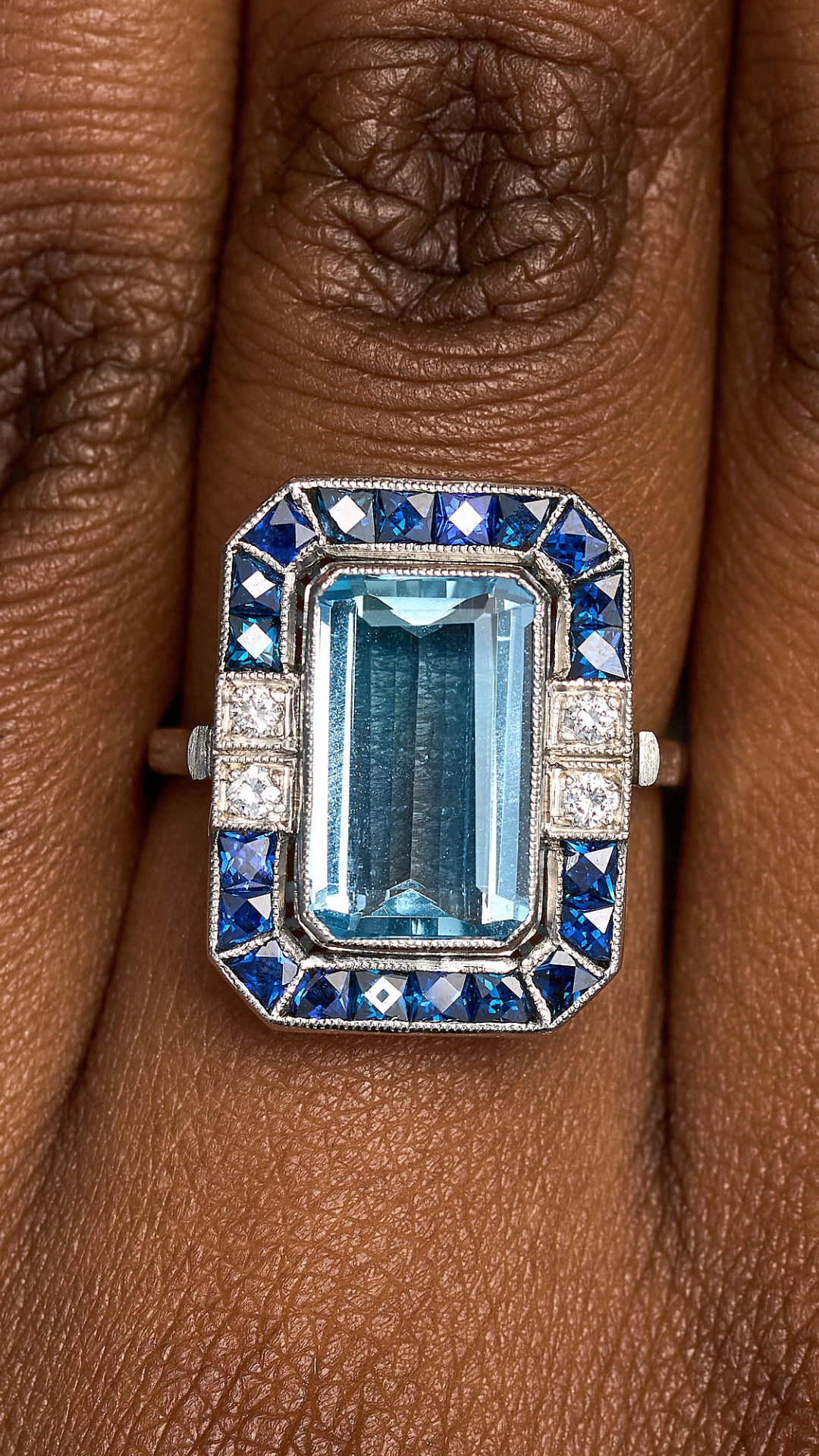 231 Aquamarine Sapphire Diamond Dress Ring