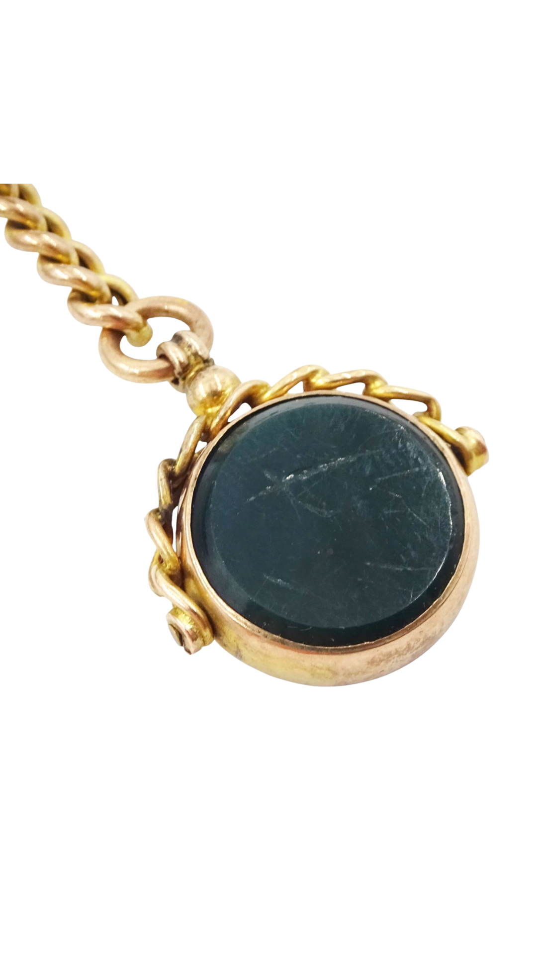 2171 Gold Albert Chain w/ Agate Fob