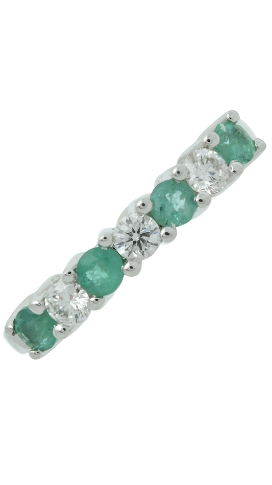 367 Emerald & Diamond 7-Stone Ring