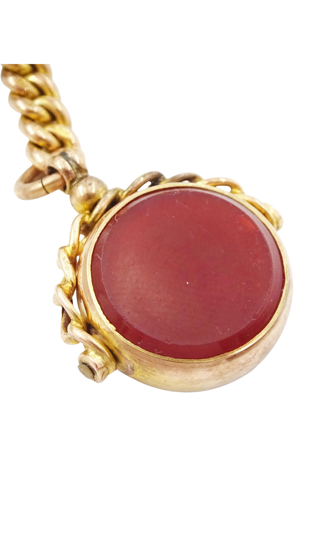 2171 Gold Albert Chain w/ Agate Fob