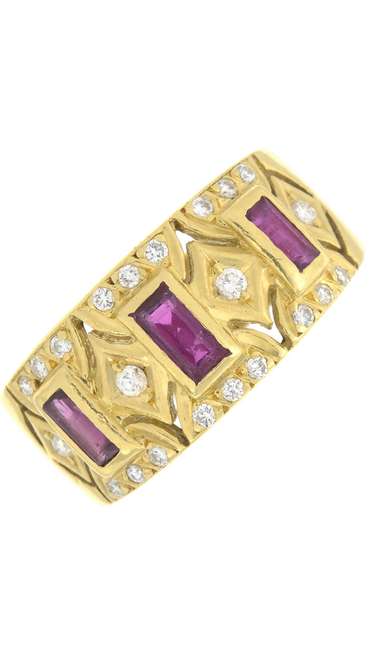 1274 Ruby & Diamond Band Ring