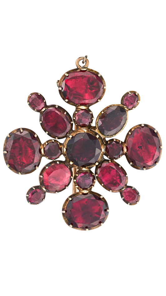 88 Georgian Garnet Cross Brooch