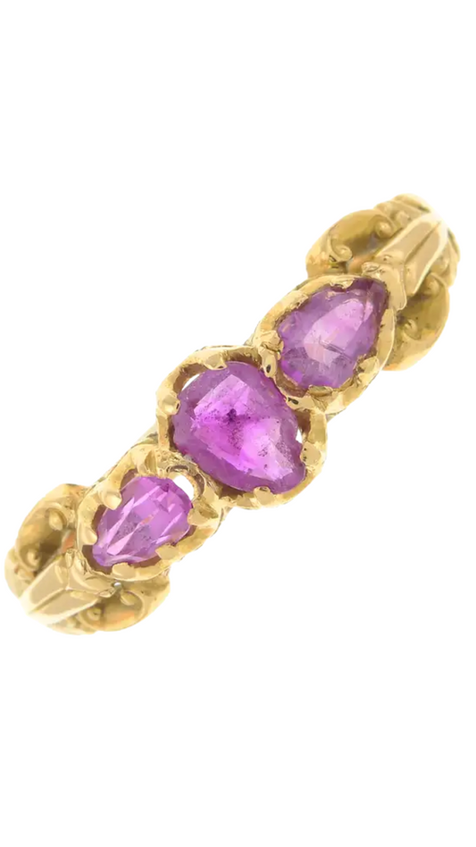 196 Ruby 3 Stone Ring