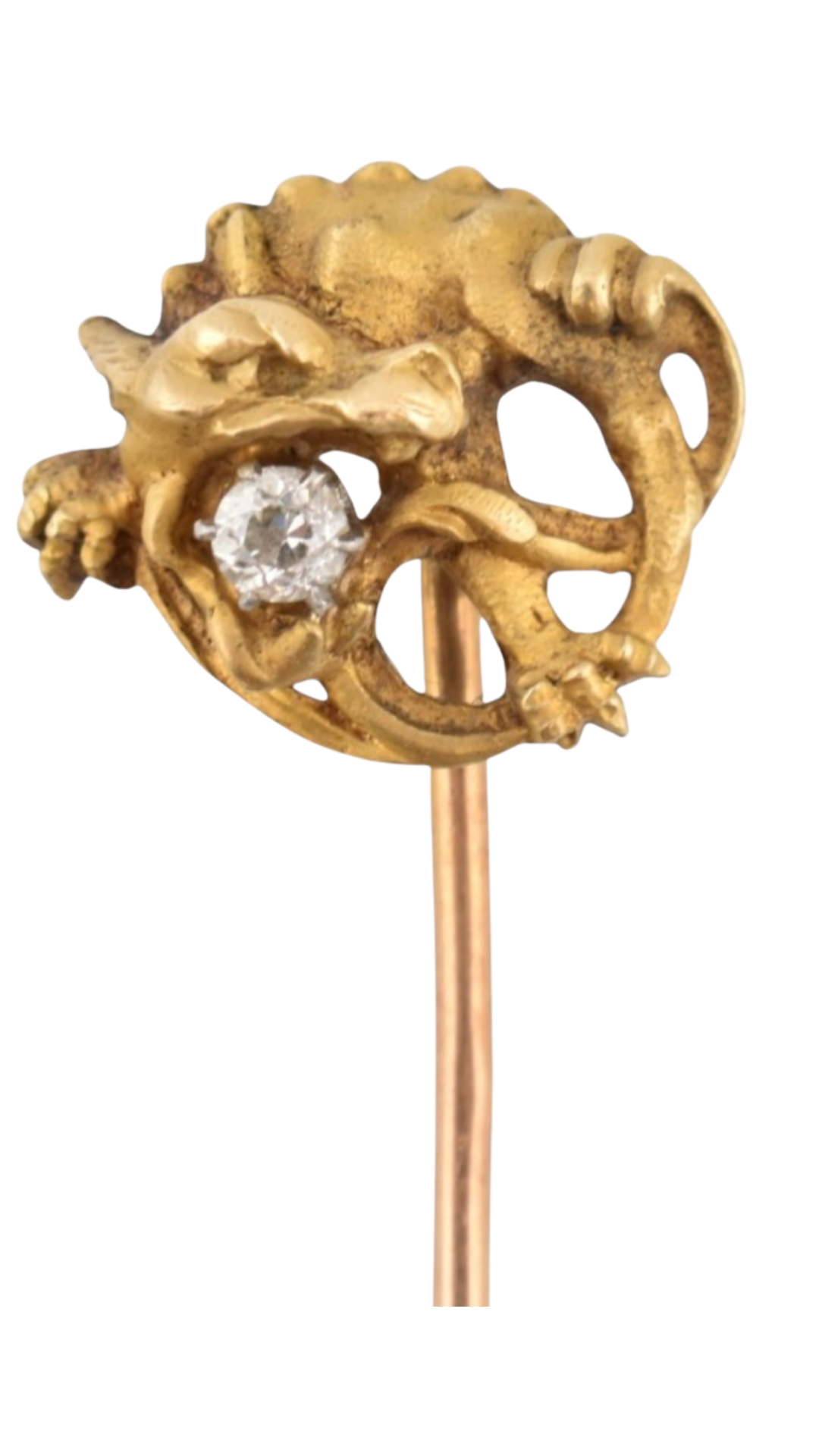 8 Gold Diamond Dragon Stick Pin