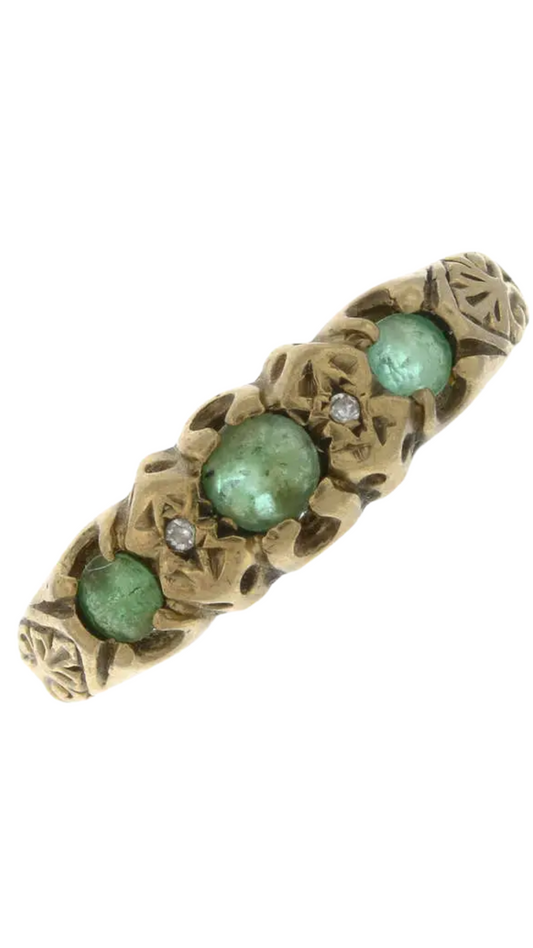 333 Emerald 3 Stone Ring