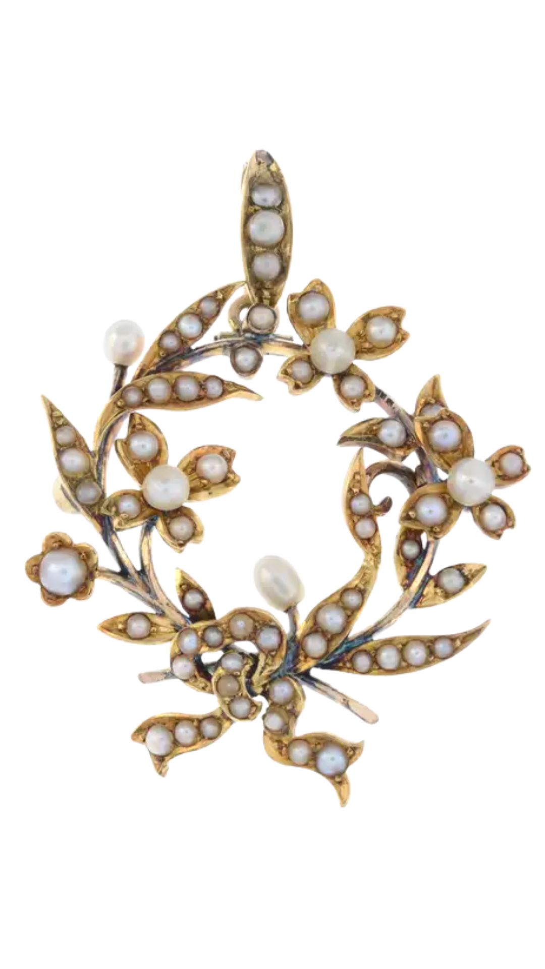 499 Floral Pearl Wreath Pendant Necklace
