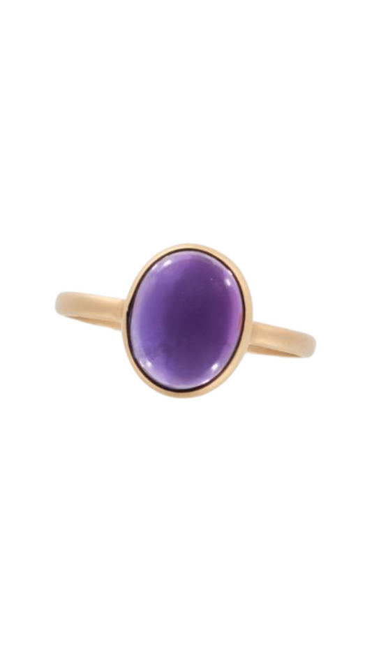 Oval Cabochon Amethyst Ring