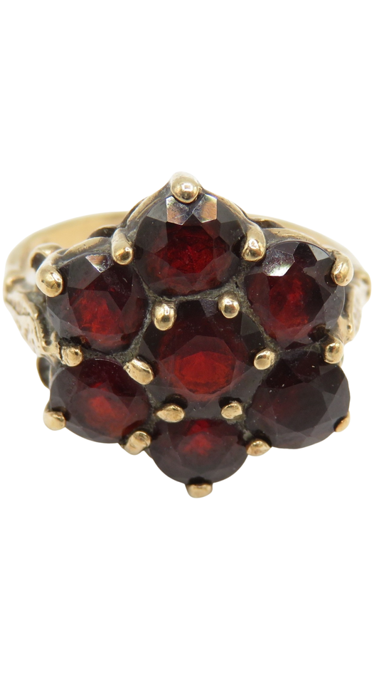 95 Garnet Floral Cluster Ring